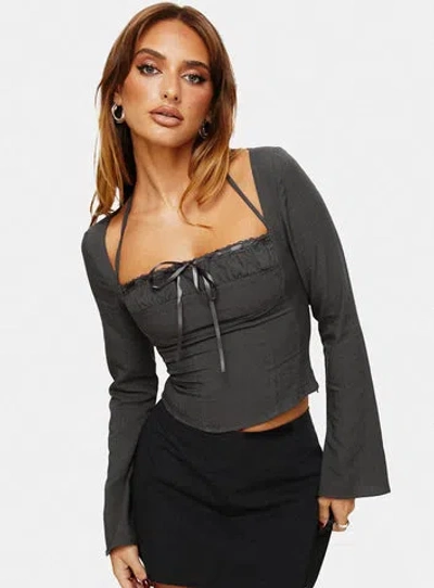 Princess Polly Trynia Long Sleeve Top In Grey