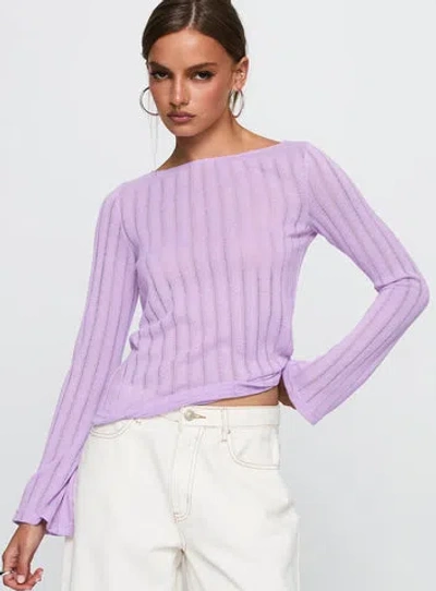 Princess Polly Tuppence Ribbed Long Sleeve Top In Lilac