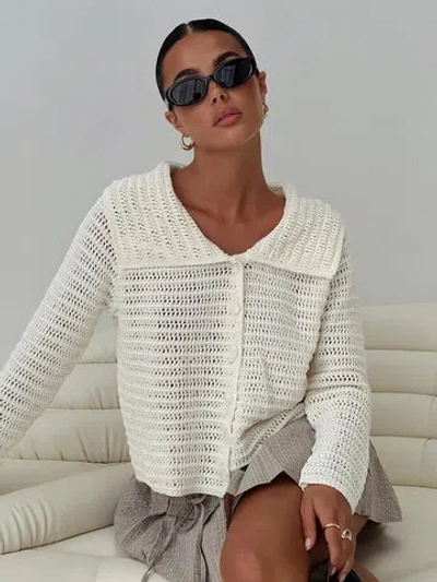 Princess Polly Tuscon Crocheted Cardigan In White