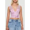 Princess Polly Typha Print Lace Trim Tank Top In Pink