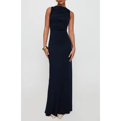 Princess Polly Undeniable Ruched Back Cutout Sheath Gown In Blue