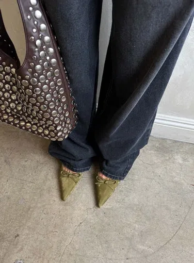 Princess Polly Unrivaled Pointed Toe Faux Suede Heels In Green