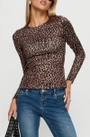 Princess Polly Uzo Long Sleeve Tie Back Leopard Top