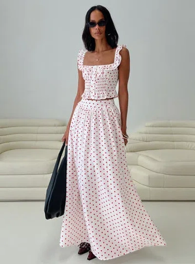 Princess Polly Valerio Maxi Skirt In White / Red