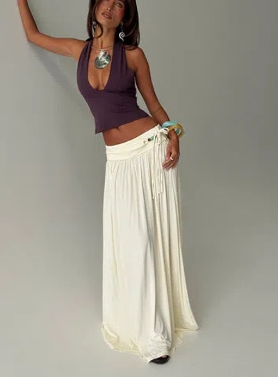 Princess Polly Velvet Storm Tie Detail Flowy Maxi Skirt In White