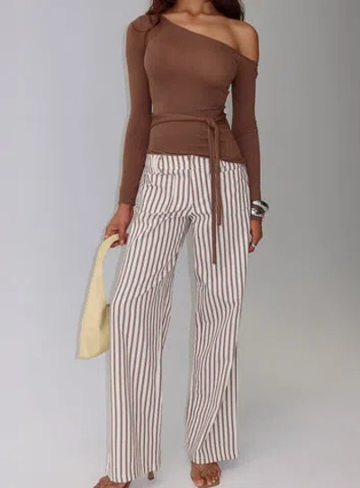 Princess Polly Vendi Low Rise Pant Brown Stripe In Multi