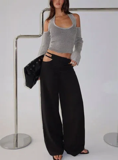 Princess Polly Venicia Belt Detail Suiting Pant In Black