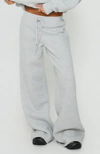 Princess Polly Verenah Wide Leg Fleece Sweatpants In Gray