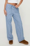 Princess Polly Veridian Stripe Cotton Blend Pants In Blue