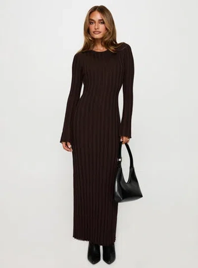 Princess Polly Vespa Long Sleeve Maxi Dress In Brown