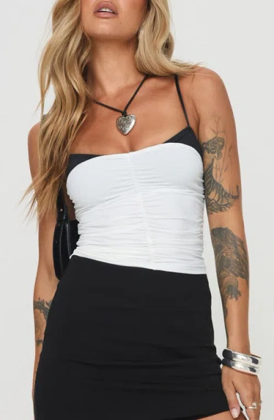 Princess Polly Vickiee Ruuched Peekaboo Camisole In Black