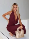 Princess Polly Vortexa Halter Maxi Dress In Currant