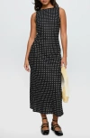 Princess Polly Voyager Polka Dot Linen Blend Dress In Black