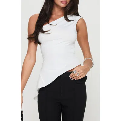 Princess Polly Vulnerable One-shoulder Asymmetric Top In White