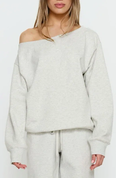 Princess Polly Wellness One-shoulder Sweatshirt In Gray