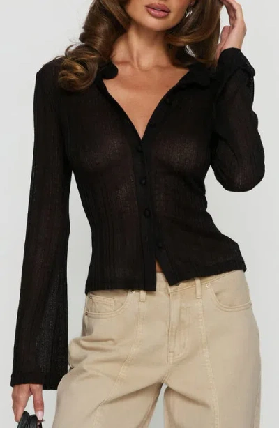 Princess Polly When You Sleep Long Sleeve Top In Black