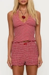 Princess Polly Whimsy Gingham Halter Top In Red
