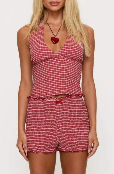 Princess Polly Whimsy Gingham Halter Top In Red