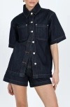 Princess Polly Whitaker Short Sleeve Denim Shacket In Blue