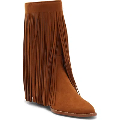 Princess Polly Wild Card Faux Suede Knee High Boot In Brown