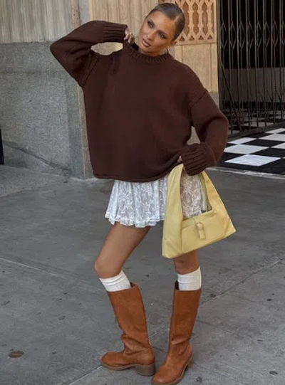 Princess Polly Wilda Crew Neck Knit Sweater In Brown