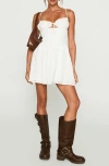 Princess Polly Wish Me Luck Shirred Cotton Mini Sundress In White