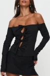 Princess Polly Wish You The Best Off The Shoulder Rib Top In Black