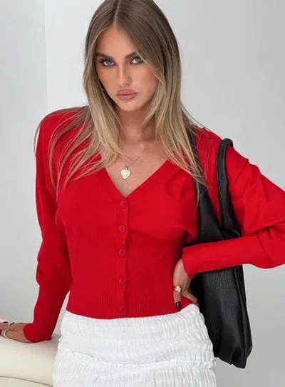 Princess Polly Wistfully Knit Cardigan In Red