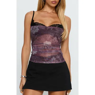 Princess Polly Worldly Mesh Overlay Bra Top In Purple