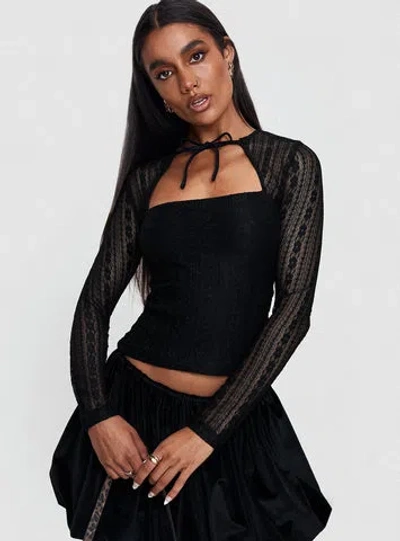 Princess Polly Worth My Time Tie Neck Cut Out Top In Black