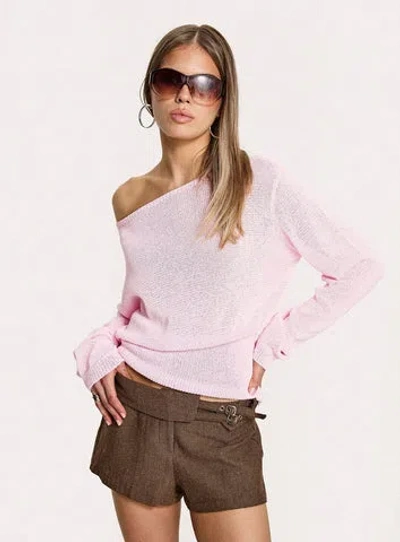 Princess Polly Xaria Off Shoulder Knit Sweater In Pink