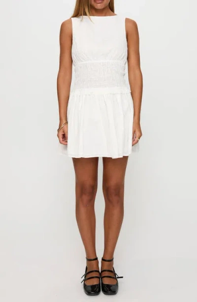 Princess Polly Yennifer Eyelet Smocked Cotton Mini Sundress In White