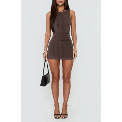 Princess Polly Yumiko Sparkle Stripe Sleeveless Skirted Romper In Brown