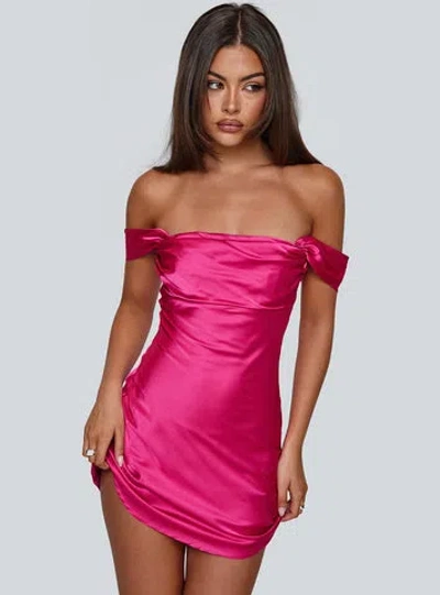 Princess Polly Zabbarra Off The Shoulder Mini Dress In Hot Pink