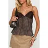 Princess Polly Zami Pleated Lace Trim & Polka Dot Semisheer Camisole