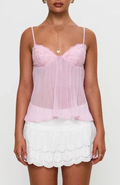 Princess Polly Zami Pleated Lace Trim Semisheer Camisole