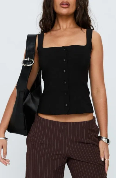 Princess Polly Zamie Square Neck Sleeveless Top In Black