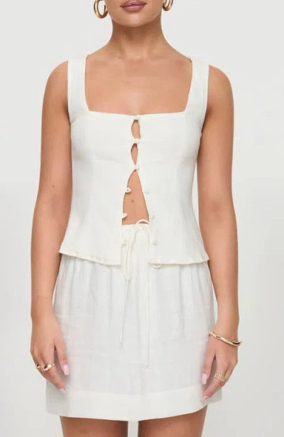 Princess Polly Zanda Keyhole Linen Blend Button-up Tank In Cream