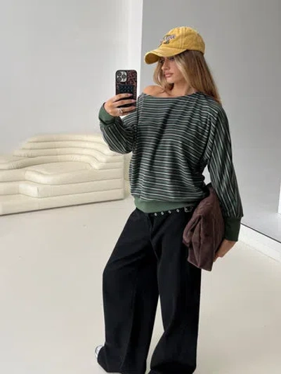 Princess Polly Zaylah Contrast Cuff Jumper In Green