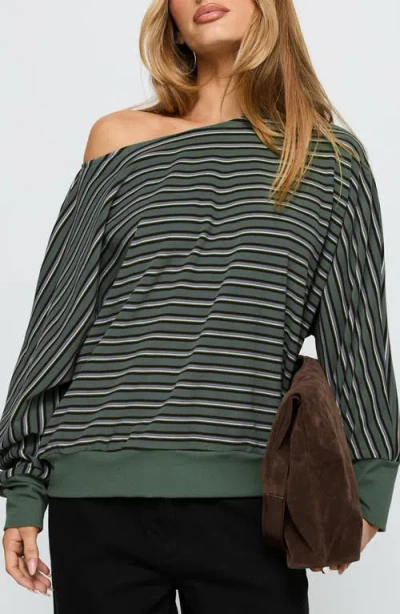 Princess Polly Zaylah One-shoulder Sweater In Green