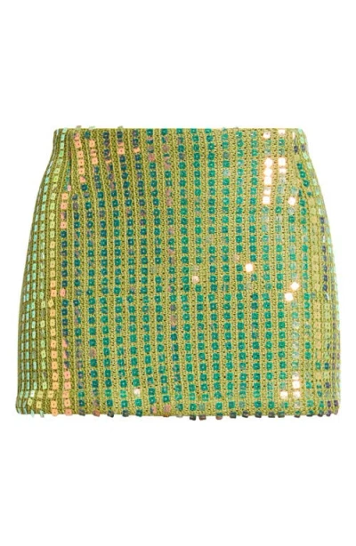 Princess Polly Zelaia Sequin Knit Miniskirt In Green