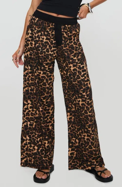 Princess Polly Zephura Leopard Print Boxer Pants In Brown