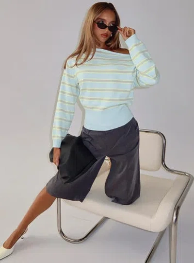 Princess Polly Zinia Off Shoulder Knit Sweater In Blue
