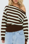 Princess Polly Zinia One-shoulder Sweater In Brown