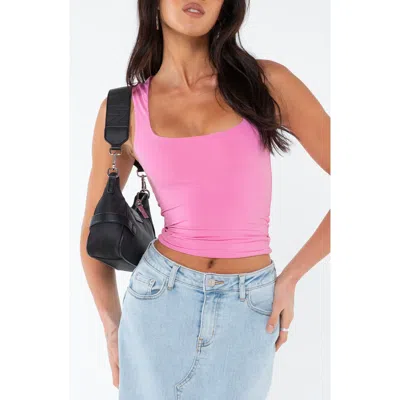 Princess Polly Zoe Square Neck Crop Tank In Pink