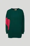 Princesse Lodo Maglione Verde Con Cuore Fucsia In Verde