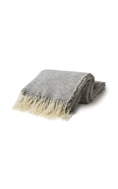Principal’s Daughter Principal's Daughter - Fringe Bouclé Throw - Light Grey In Gray