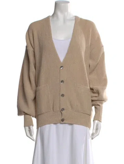 Pre-owned Pringle Of Scotland Alpaca V-neck Sweater In Brown