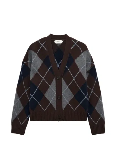 Pringle Of Scotland Argyle Cashmere Cardigan In Brown