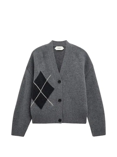 Pringle Of Scotland Argyle Cashmere Cardigan In Gray